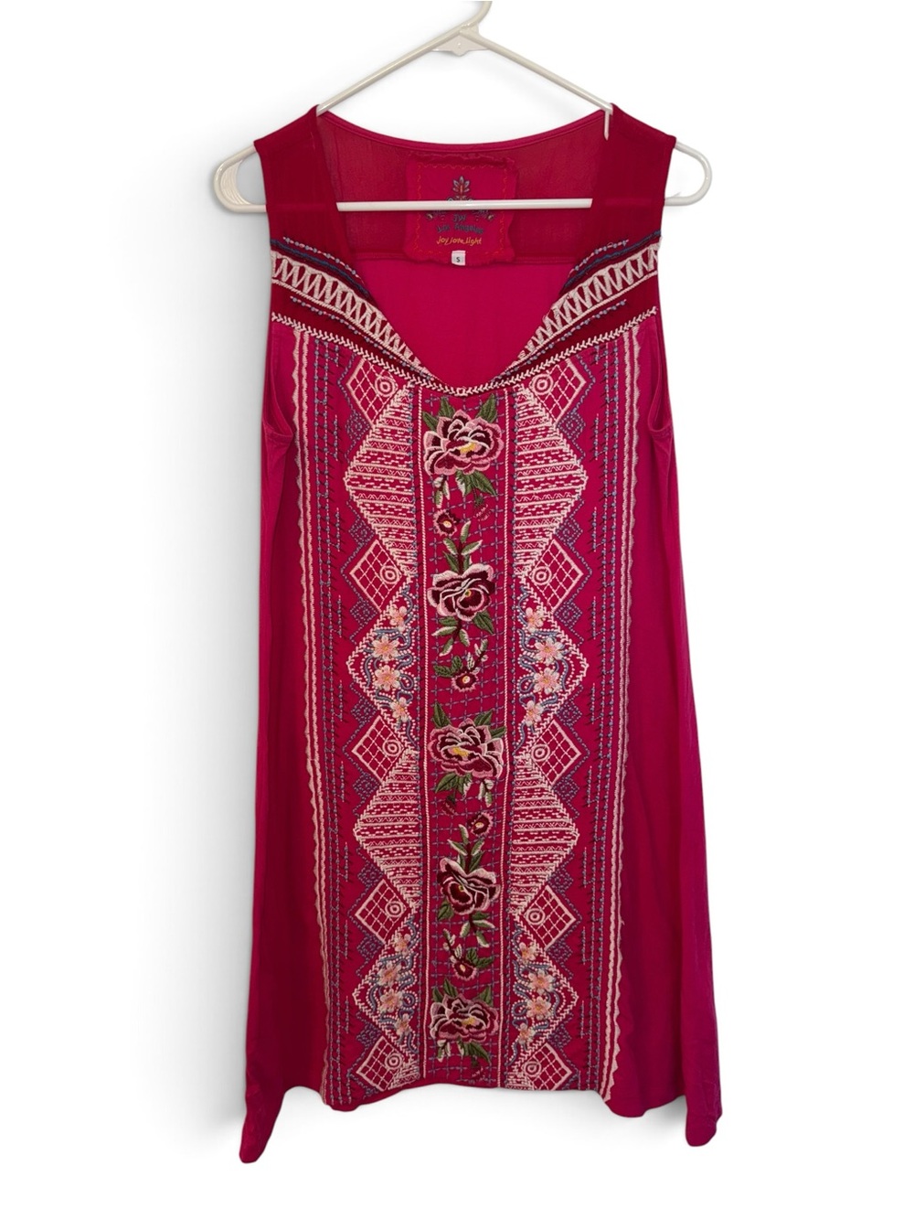 JWLA By Johnny Was Pink Sabine Embroidered Tunic Shift Dress Size Small